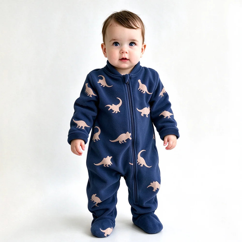 Spring Baby Romper Warm Fleece Jumpsuits for Baby Autumn Long Sleeve Infant Rompers Newborn Boy Girl Homewear Pajamas