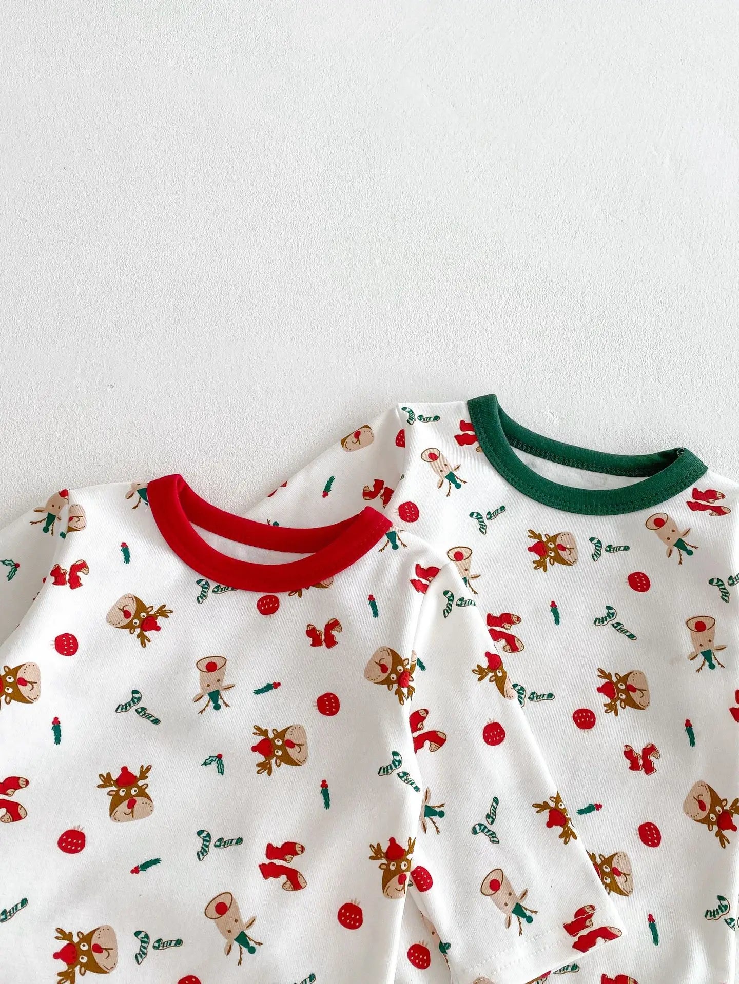 New Spring Autumn Baby Christmas Pajamas Set Long Sleeve Santa Print Bodysuit with Pants and Hat Infant Festive Sleepwear B6076