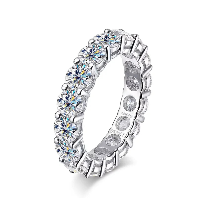 Serenity 3mm 5mm D Color All Moissanite Row Rings For Women Wedding Bridal 100% S925 Sterling Silver Plated 18K Eternity Rings