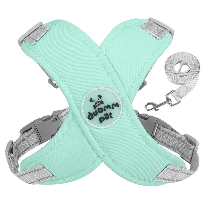 Dog Harness Leash Set Breathable Pet Chest Strap Reflective French Bulldog Vest Harness for Small Medium Dogs Puppy Collar Yorks