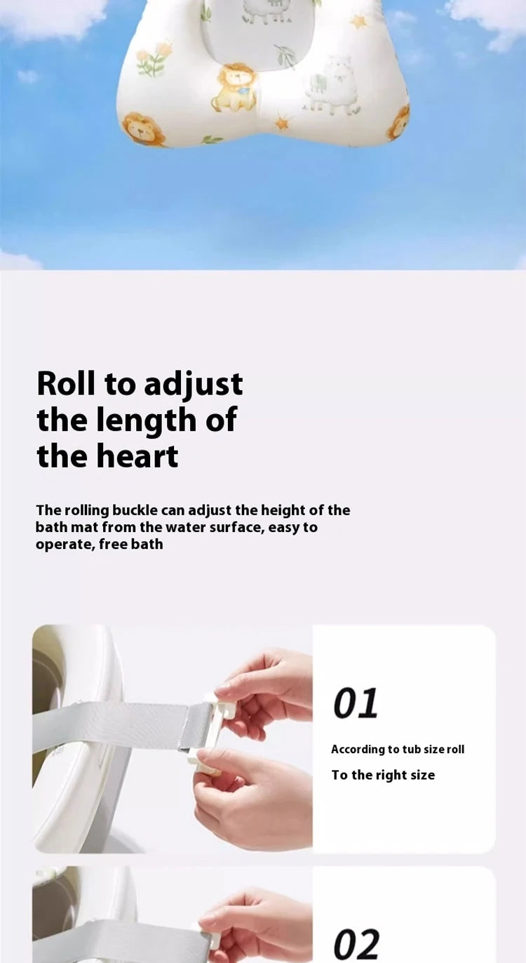 Portable Baby Bathtub Pad Ajustable Bath Tub Shower Cushion Newborn Support Seat Mat Foldable Baby Bath Seat Floating Water Pad