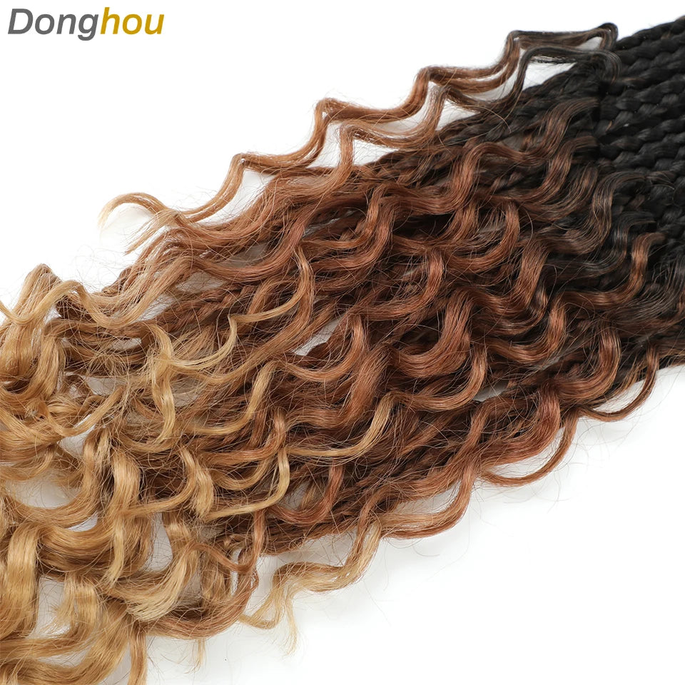14 18 24 Inch Boho Box Braids Crochet Braids Curly Ends 1B 30 27 #4 Bug 8 Colors Ombre Goddess Bohemian Box Braids Crochet Hair