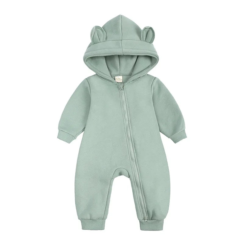 Baby Jumpsuits Rompers Winter Hooded Outfit Hoodies One-pieces Growings Zipper Jumpers Boys Girls Newborn 59-90cm Ropa De Bebe