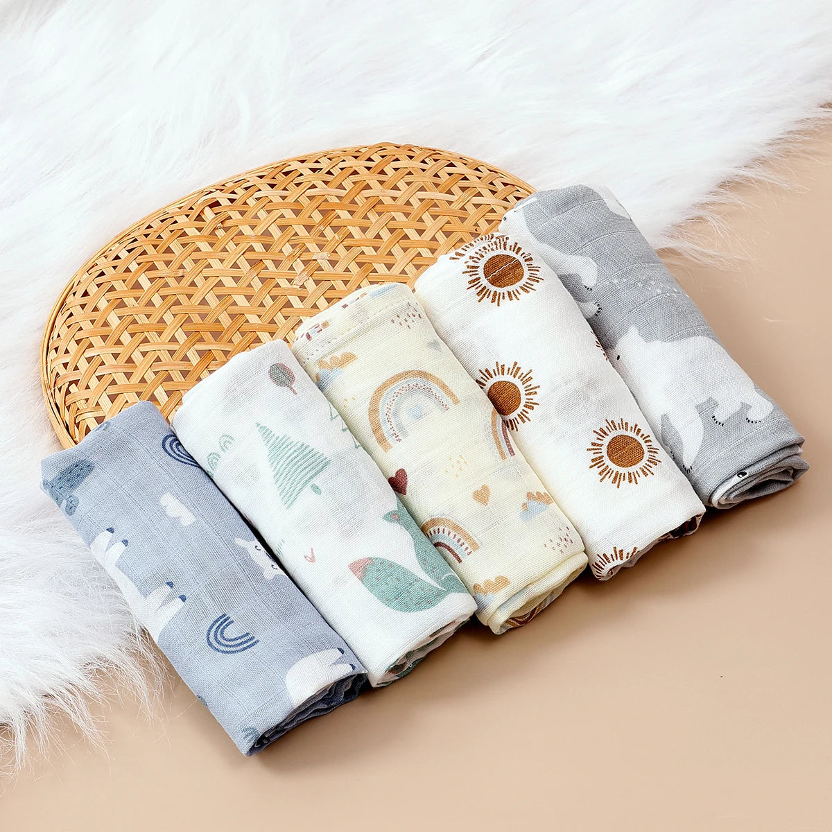 5Pcs/set 60*60cm Super Soft Bamboo Cotton Muslin Blankets Infant Boy/Girl Multi-Use Feeding Burp Cloth Towel Baby Burp Cloth Set