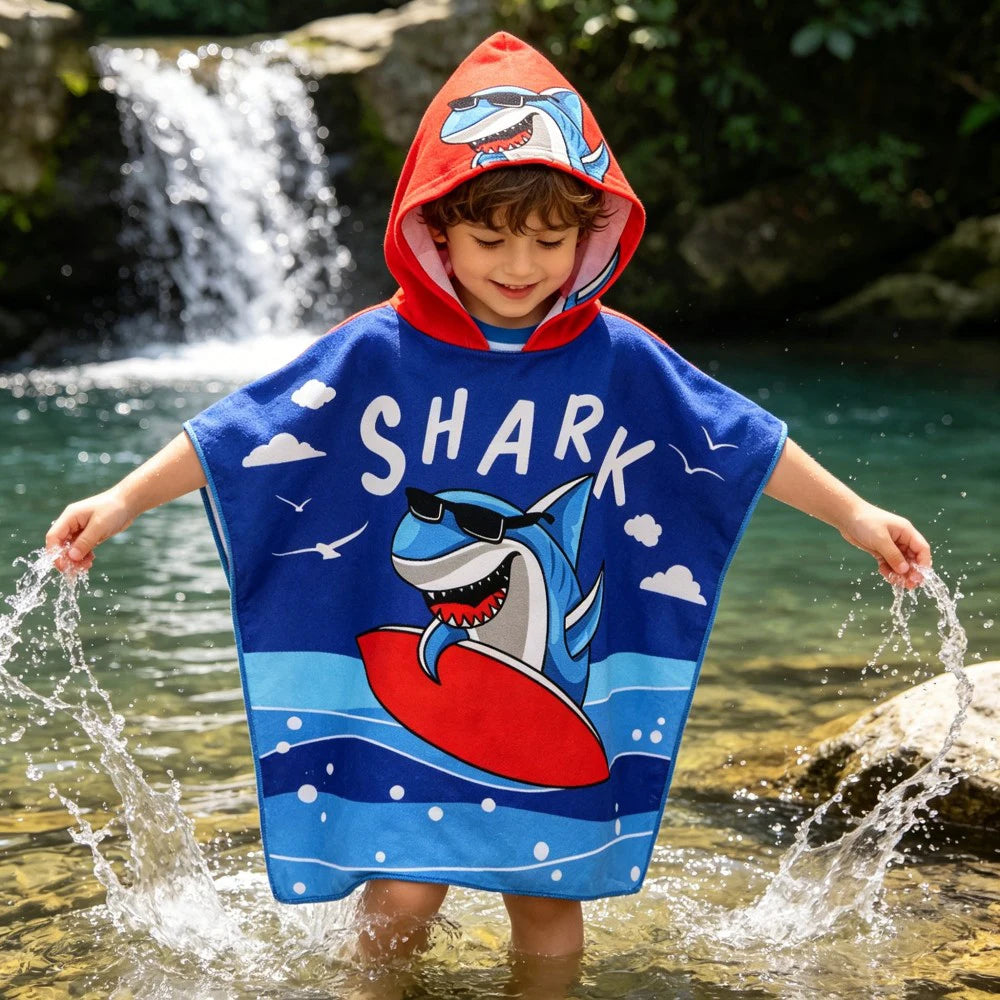 Children Bathing Stuff Kids Hooded Cape Towel Boy Cartoon Bathrobe Baby Swimming Towel Girls Unicorn Beach Towel Wrap Blanket