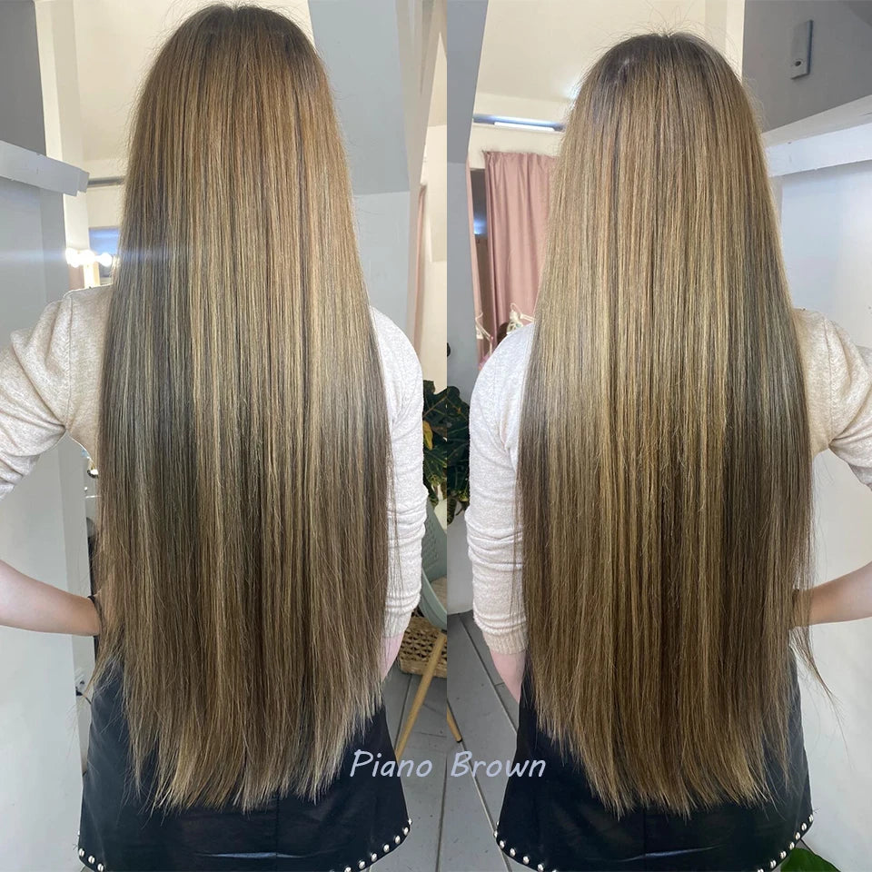 Piano Blonde Straight Hair Bundles Smooth Hair Extensions Fake Fibers Synthetic Yaki Straight Hair Weaving Full to End Free Ship