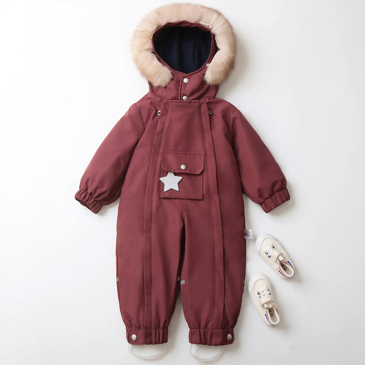 2026 Winter New Star Lightweight Hooded Ski Suit for Kids, Boys Girls Baby Romper Jumpsuit, Toddler One-Piece Warm Snowsuit 2-5T