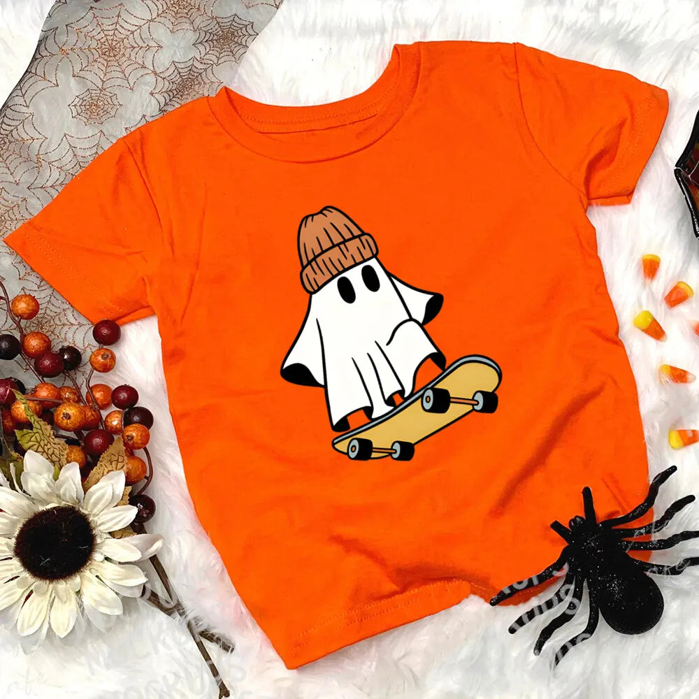 Child Halloween Outfit T-shirt Funny Print Girl Boys T Shirt Fall Festive Shirt Kids Tshirt Clothes Halloween Party Toddler Tops