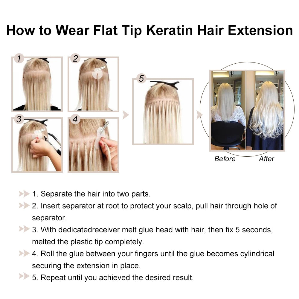 New Flat Tip Hair Extension Human Hair Straight Flat Tip Human Fusion Hair Natural Brazilian Keratin Capsule Real Human Hair 613
