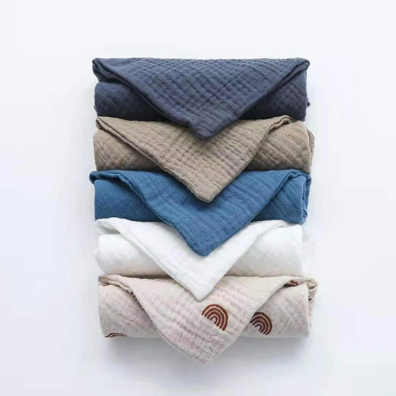 5 Pcs Baby Cotton Square Towel Infant Hand Face Washcloth Handkerchief Muslin Cloth Feeding Bib Burp Cloth Saliva Towel for P31B