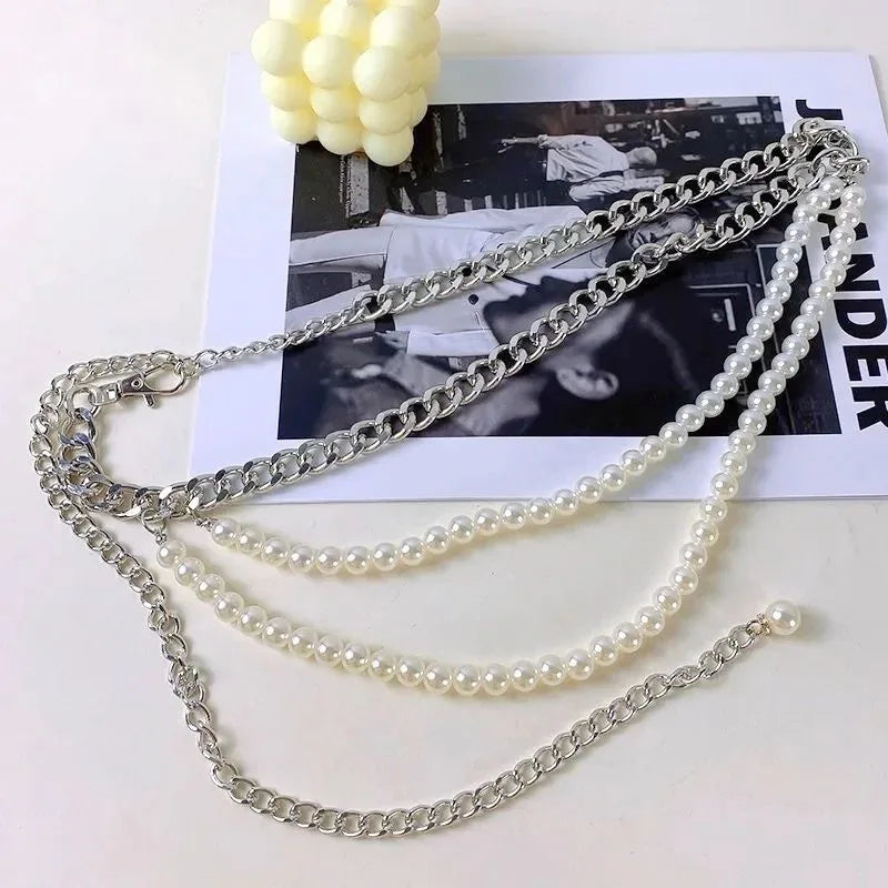 Multilayer Pearl Waist Chain for Women's Fashion Retro Character Playing Body Accessories Sexy Party Accessorie Gift
