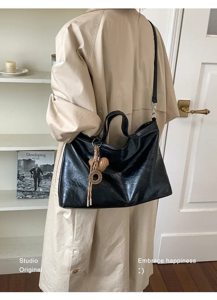 Casual Women Handbags Big Capacity Luxury Design PU Leather Female Shoulder Crossbody Bag Commuting Office Totes Ladies Hand Bag