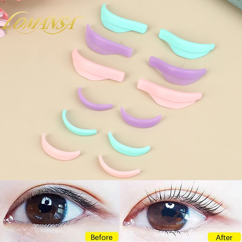 Lomansa 7 Pairs Silicone Eyelash Perming Pad Lash Lifting Kit Recycling 3D Eyelashes Curler Rod Shield Lashes Extension Supplies