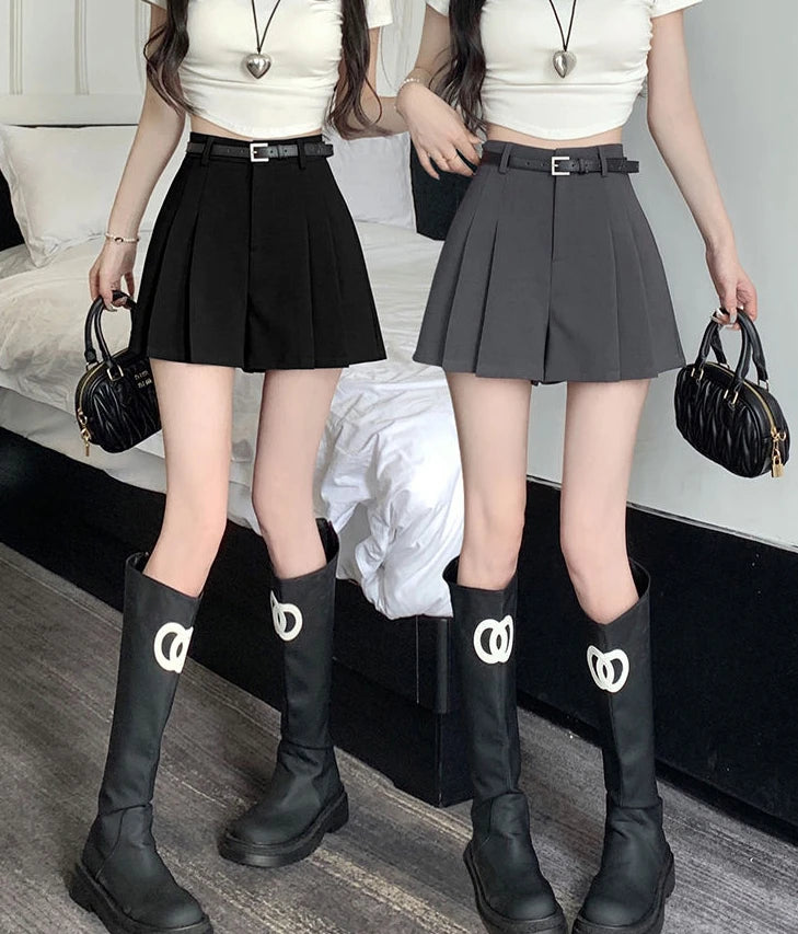 Women's Shorts High Waist Female Short Pants Black Wide Culotte Skirt To Wear XL Flowy Stretchy Harajuku Fashion Cheap Designer
