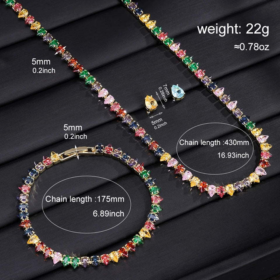 ZAKOL Gorgeous Buling AAA Clear Round Cubic Zirconia Wedding Bridal Necklace Earrings Party Jewelry Set for Women
