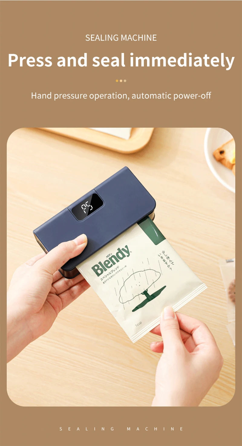 Mini Heat Sealer Plastic Bag Heat Sealing Machine Rechargable Plastic Storage Package Sealer Handheld Clip Bag Food Heat Sealer