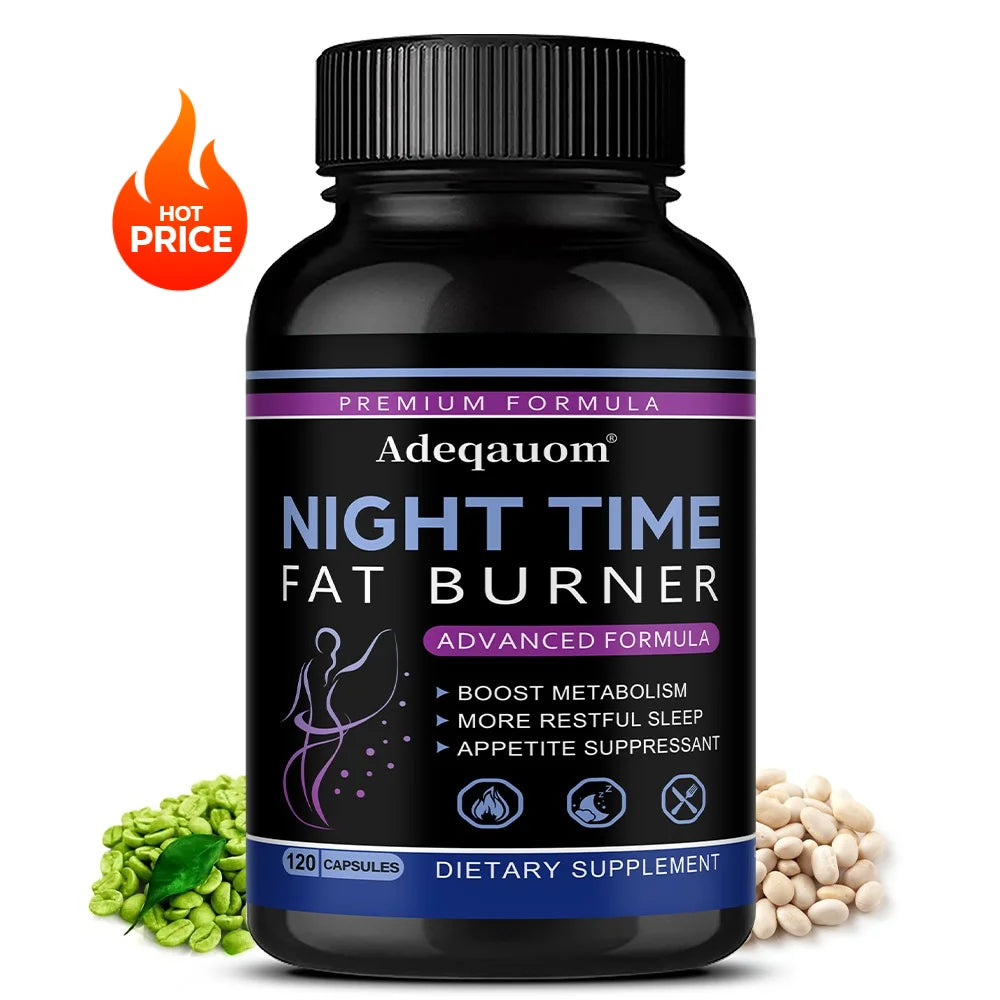 Nighttime Fat Burner Support Capsules, Supports Gentle Metabolism, Digestive Wellness & Restful Sleep, Natural Supplement