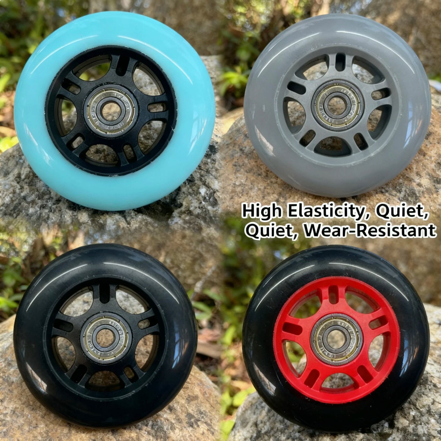 BKU 80mm PU Durable Replacement Wheels (8PCS) - Compatible with Inline Skates Scooters Strollers Suitcases