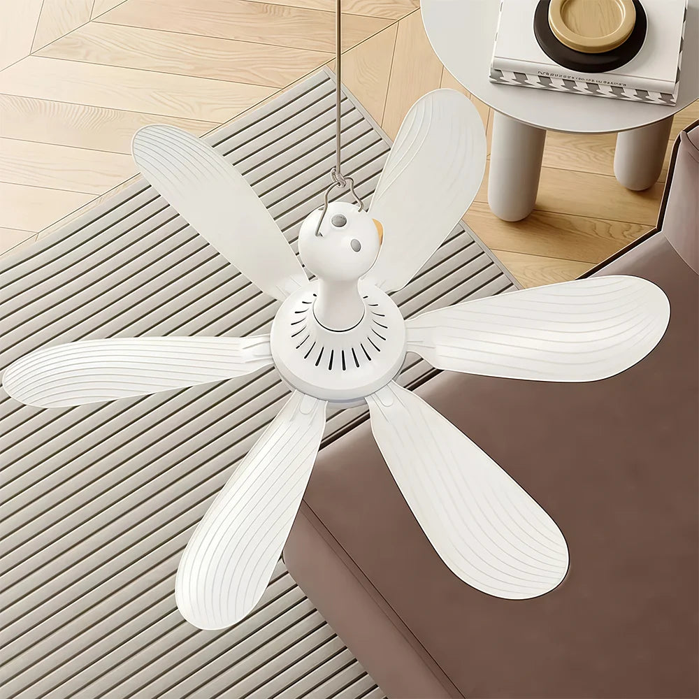1 Set of USB Mini Quiet Ceiling Fans for Camping, Emergency Portable Outdoor Hanging Fans for Gazebos, Sheds, Dorms, Silent Fans with Extension Cord, White Fan
