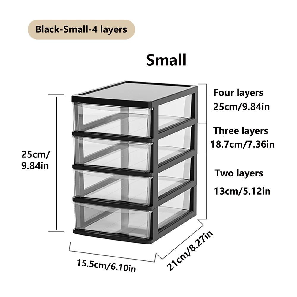 2-6 Layers small Desktop Storage Box with Drawer Heightened Table Organizer Plastic Office storage cabinet  for home Stationery