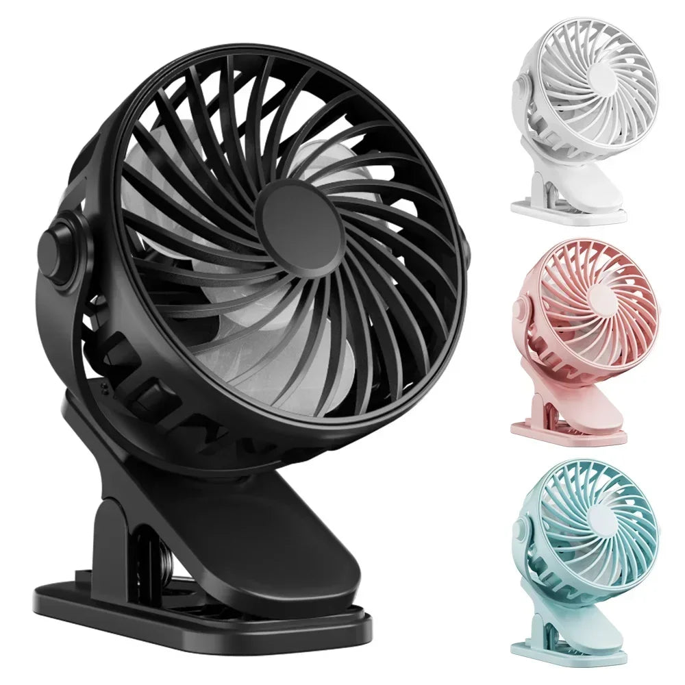 NEW Portable Clip on Fan USB Desk Fan 3 Speeds Quiet Wind Rotate Personal Electric Fan Standing Fans For Office Student Deskto