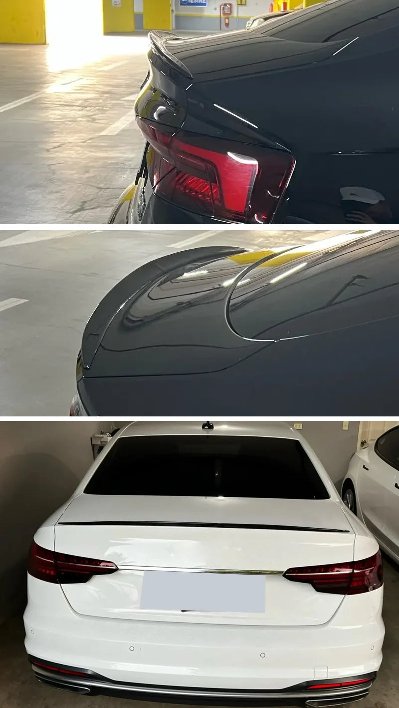 121Cm Car Rear Spoiler Boot Lip Cap Wing Bodykit For Audi Accessories A3 S3 RS3 8V 2013+ Rubber Gloss Black Soft Plastic