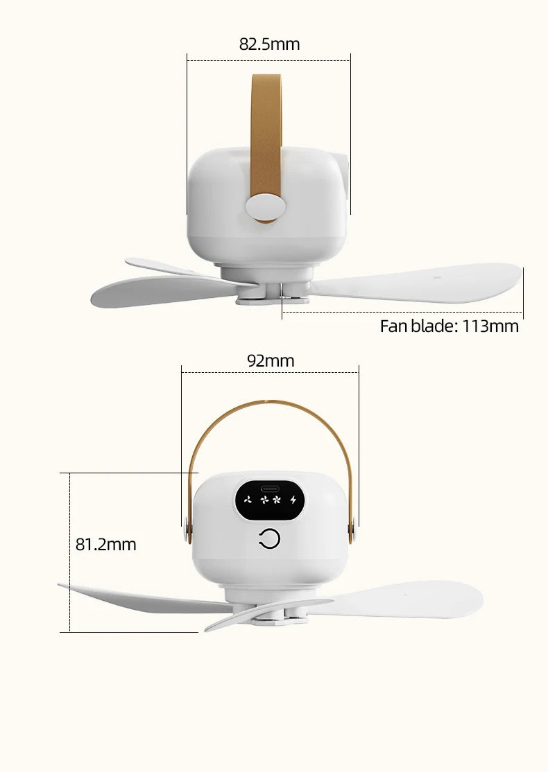 Ceiling Fan Portable Camping Tent Ceiling Canopy Fan 8000mah Rechargeable Wireless Fan Air Circulators with Remote Control Light