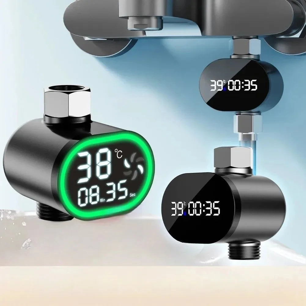 Shower Water Thermometer with LED Digital Display for Baby Bathing Water-Powered Temperature Monitor for Tub and Faucet Use
