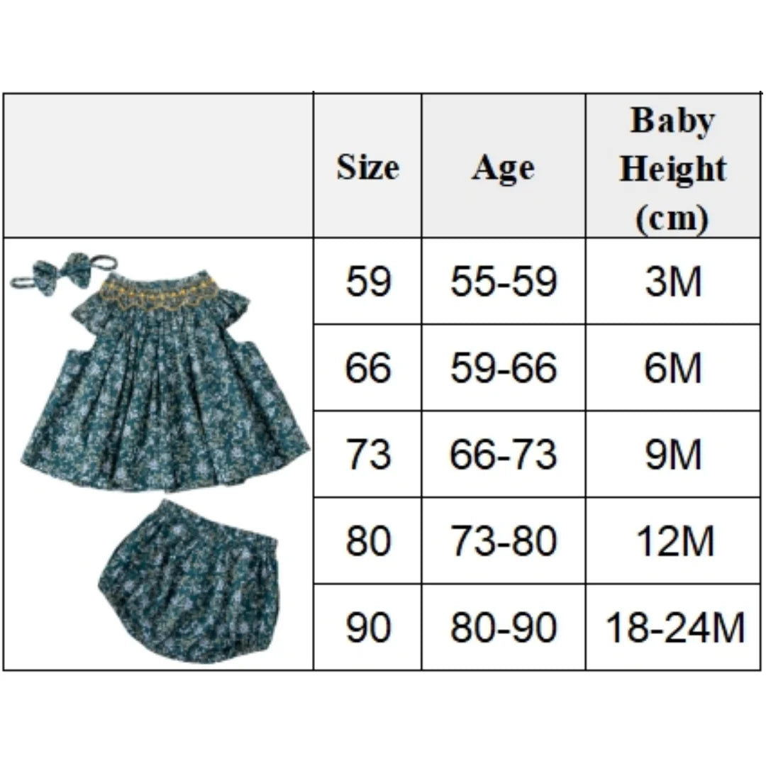 Infant Girls Summer Daily Floral 3PCS Sets Smocked Top with Shorts and Headband Infant Cotton Cute Clothes Toddler Outfit