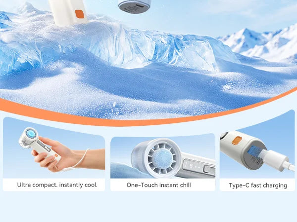 ORICO Portable Handheld Turbo Fan TEC Semiconductor Cold Cooling Mini Pocket Fan 120 Speed Digital Display Rechargeable Travel O
