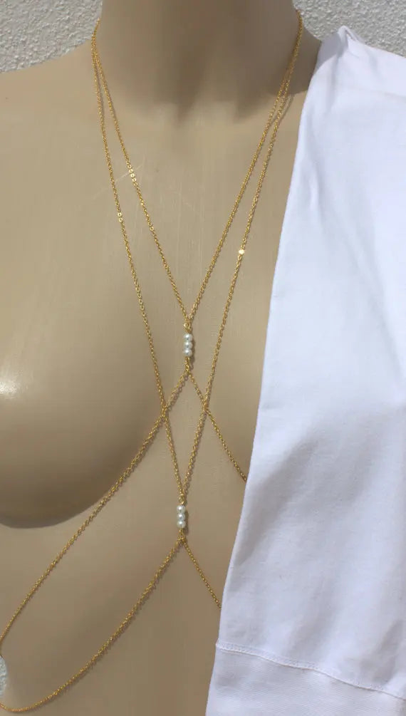 Women's New Sexy Swimsuit Chain Fashion Summer Hot Sale Pearl Cross Body Chain BD7027 Wholesale