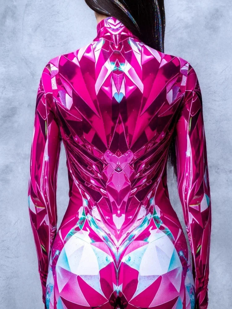Halloween New Fashion Pink Adult Female Girlfriends Costume Cosplay Tights Cyberpunk Steam Tights Stage Role-playing Costumes