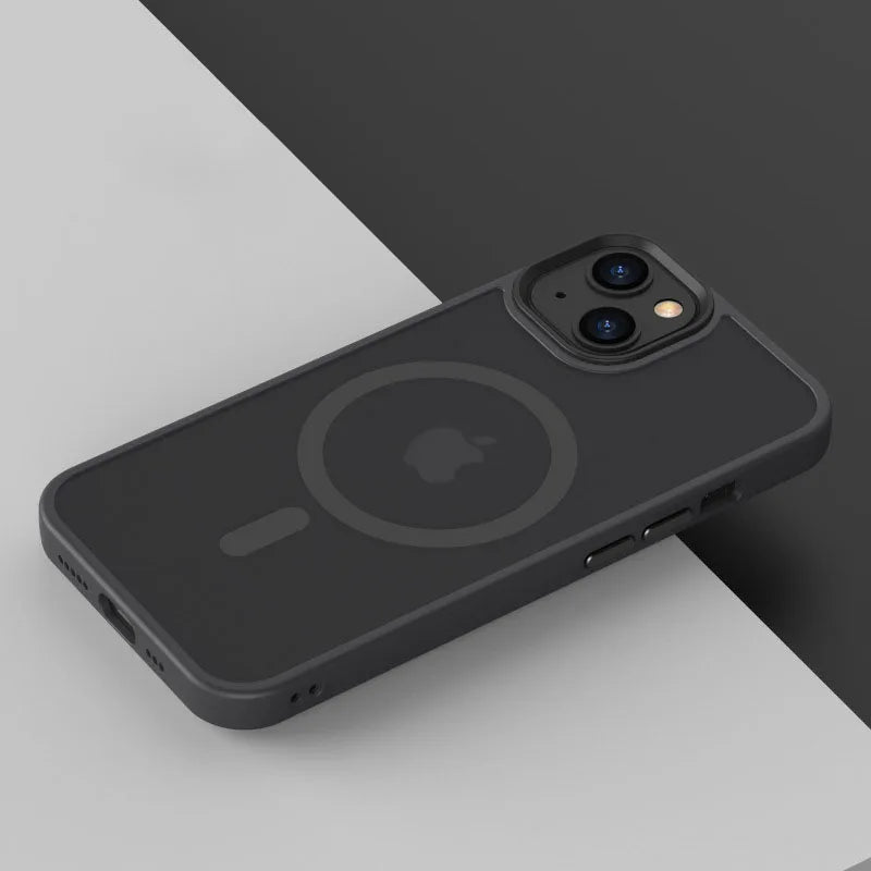 Matte Transparent Case For iPhone 13 12 15 16 17 14 Pro Max Air Cover For MagSafe Wireless Charger Protection Shell Shockproof