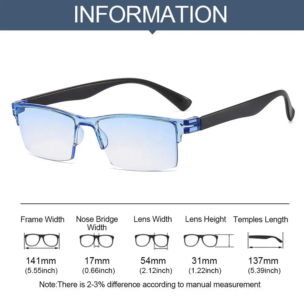 Anti Blue Ray Reading Glasses Smart Automatic Zoom Reading Glasses Autofocus Power Half-Rim Near Far Computer Glasses
