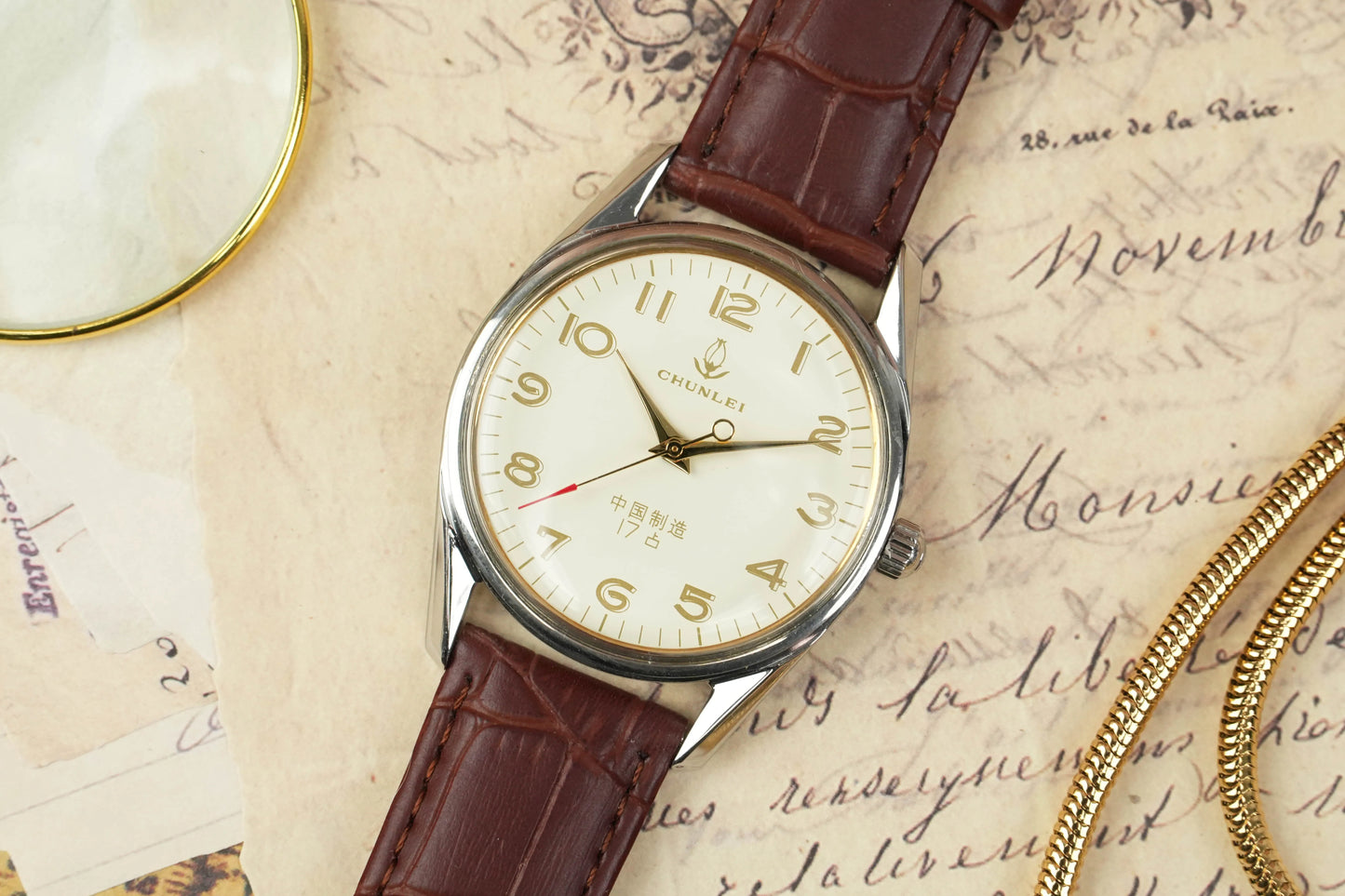 Old Shanghai Diamond Brand Genuine Mechanical Watch Men's Manual Winding Watch Inventory Dad Gift Retro Old Watch