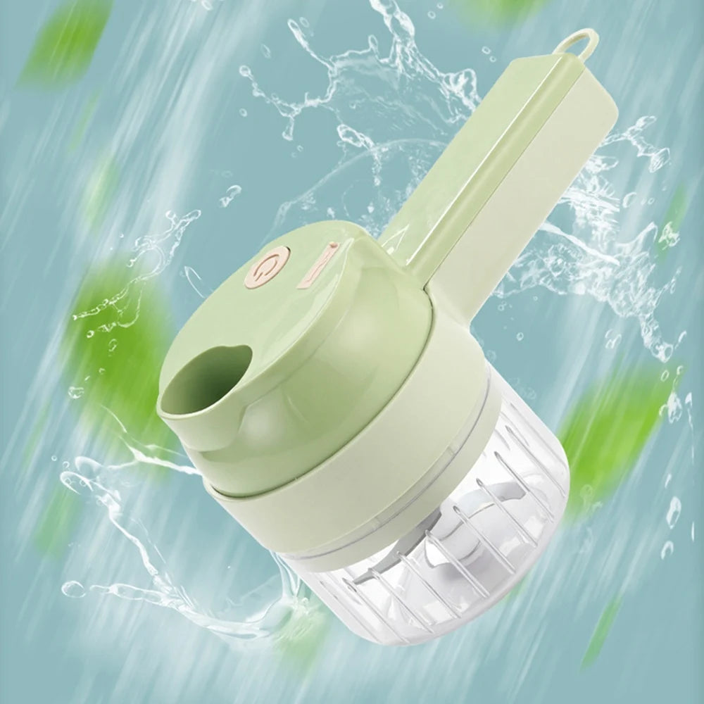 4 In 1 Wireless Vegetable Slicer Electric Handheld Food Chopper Garlic Masher Cutter USB Slice Meat Grinder Machine 오토슬라이서전동채칼