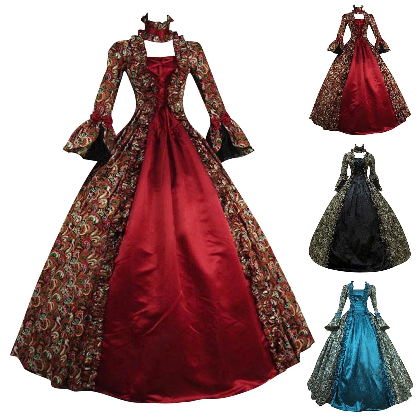 Medieval Hood Green Cocktail Dress Vintage Party Costume Masquerade Prom Dress Floor Sexy Anime Cosplay Costumes Vestidos