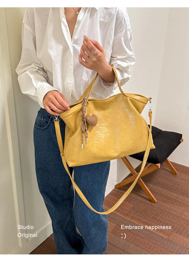 Casual Women Handbags Big Capacity Luxury Design PU Leather Female Shoulder Crossbody Bag Commuting Office Totes Ladies Hand Bag