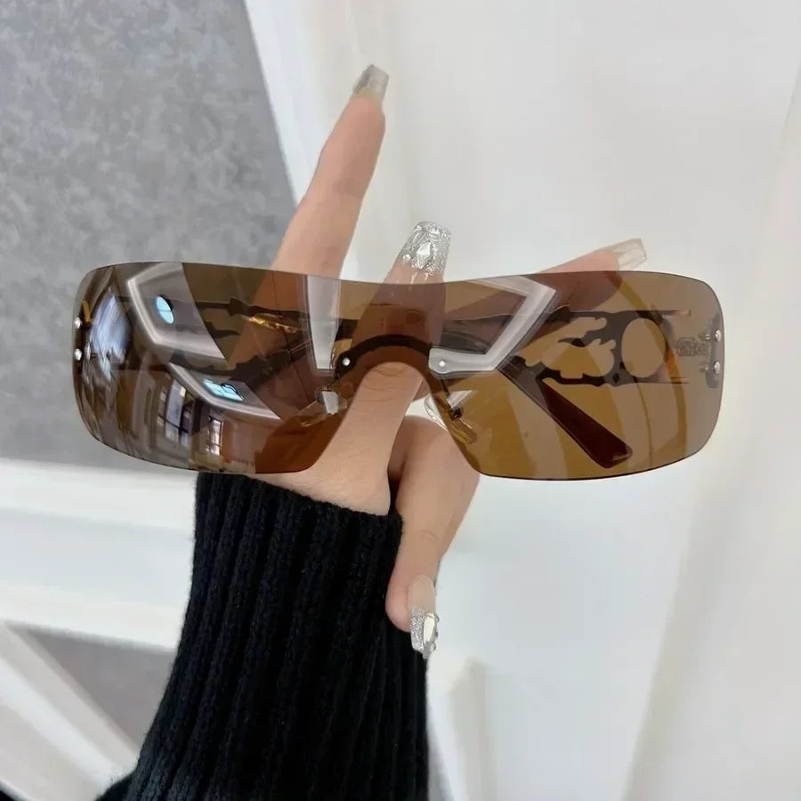 Trendy Square Sunglasses Women Men Rimless Sun Glasses Female Male Designer Brand Comfortable Travel Outdoor Oculos De Sol
