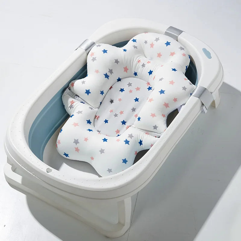 Universal Baby Bath Seat Pad Newborn Floating Recliner for Tub 2-in-1 Sit Lie Support Mat for Baby Breathable Mesh Wash Cradle