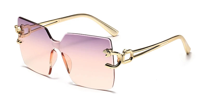 Retro Square Sunglasses Women Men Rimless Trend Luxury Shades Travel Glasses Lady Man UV400