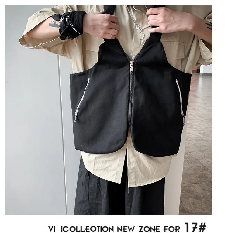Multifunctional Cargo Vest Chest Bag Men Women Street Hip Hop Backpack Multi-purpose Wearable Crossbody Bags