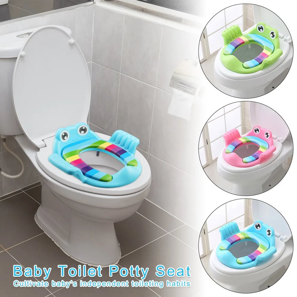 Cute Safe Baby Toilet Seat Easy to Clean Non-slip Children Potty Soft Cushion Frog shape Toddler Toilet Seat for Infant