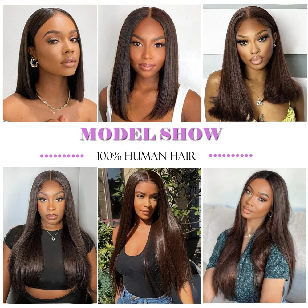 Color 2 Dark Brown Straight 2x6 Human Hair Lace Closure Long Deep Parting Brazilian Virgin Hair 10-22 Inch 150% Density Full End