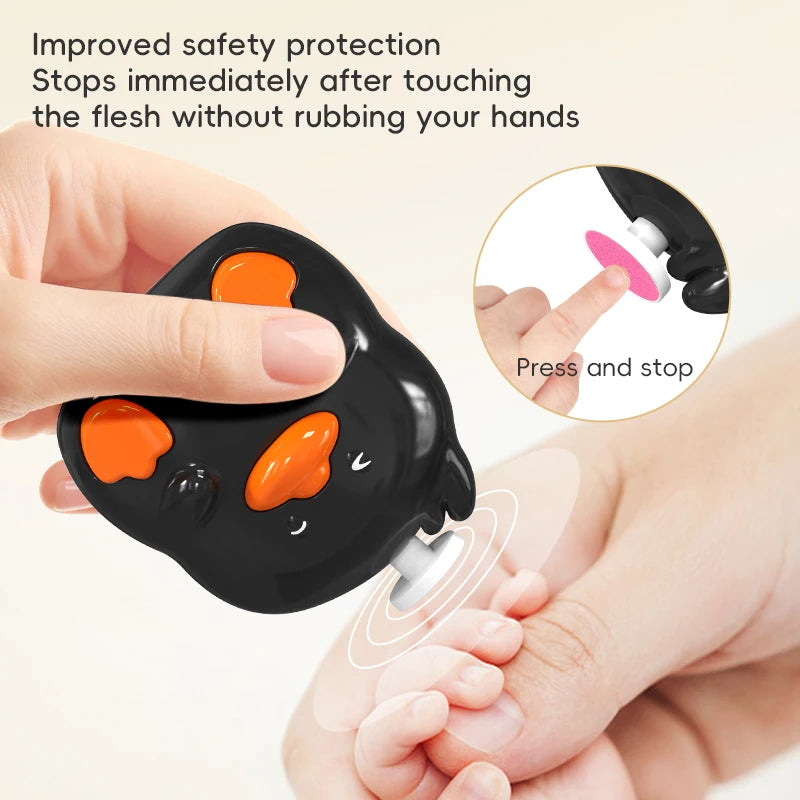 Baby Electric Nail Trimmer Safe Infant Nail File Clipper Set Newborn Toddler Quiet Manicure Pedicure Kit with Grinding Heads