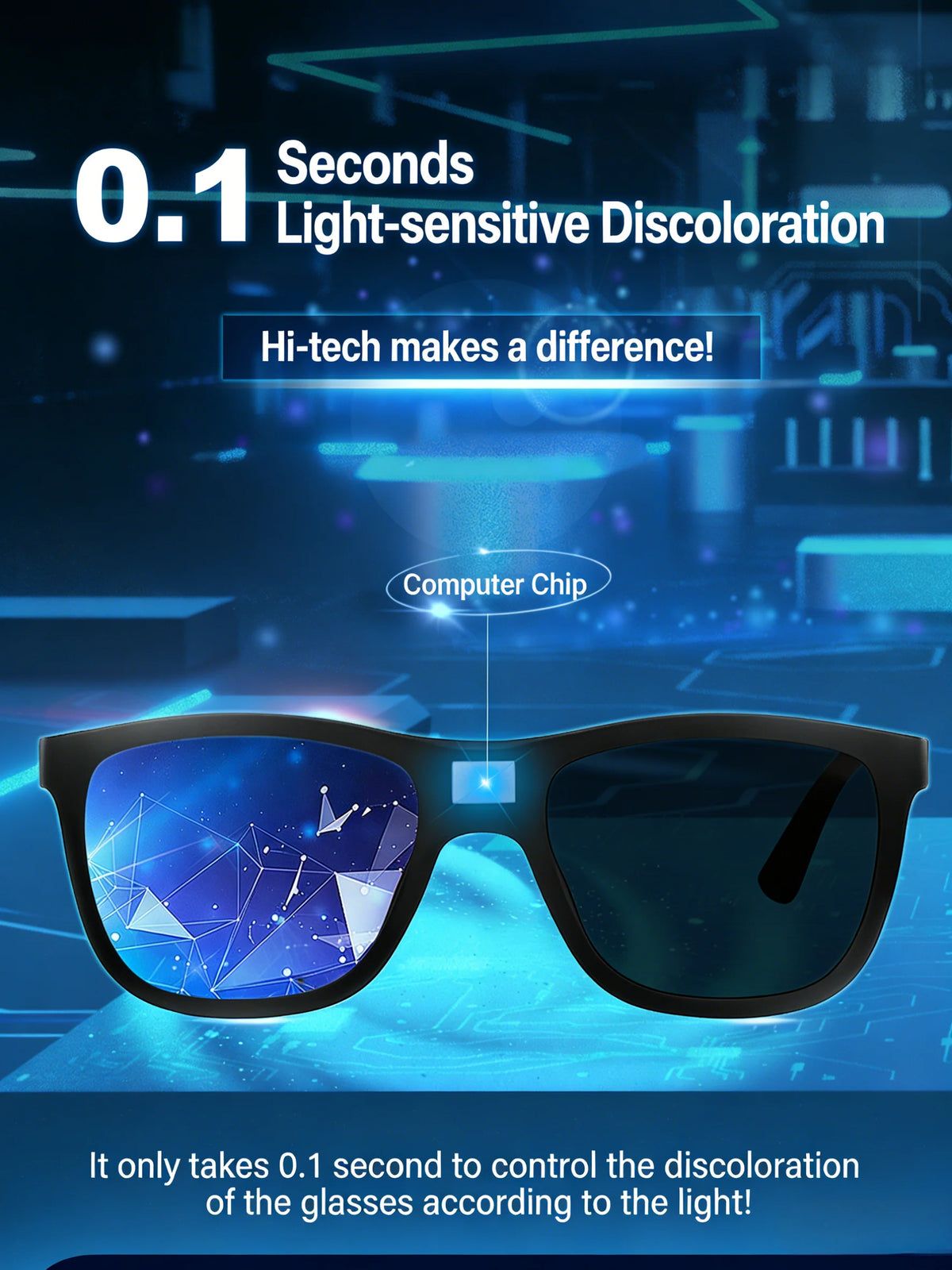 0.1s Color Changing Intelligent Photosensitive Polarized Smart Glasses Sunglasses Men Women Driving Cycling Fishing Sun Glasses