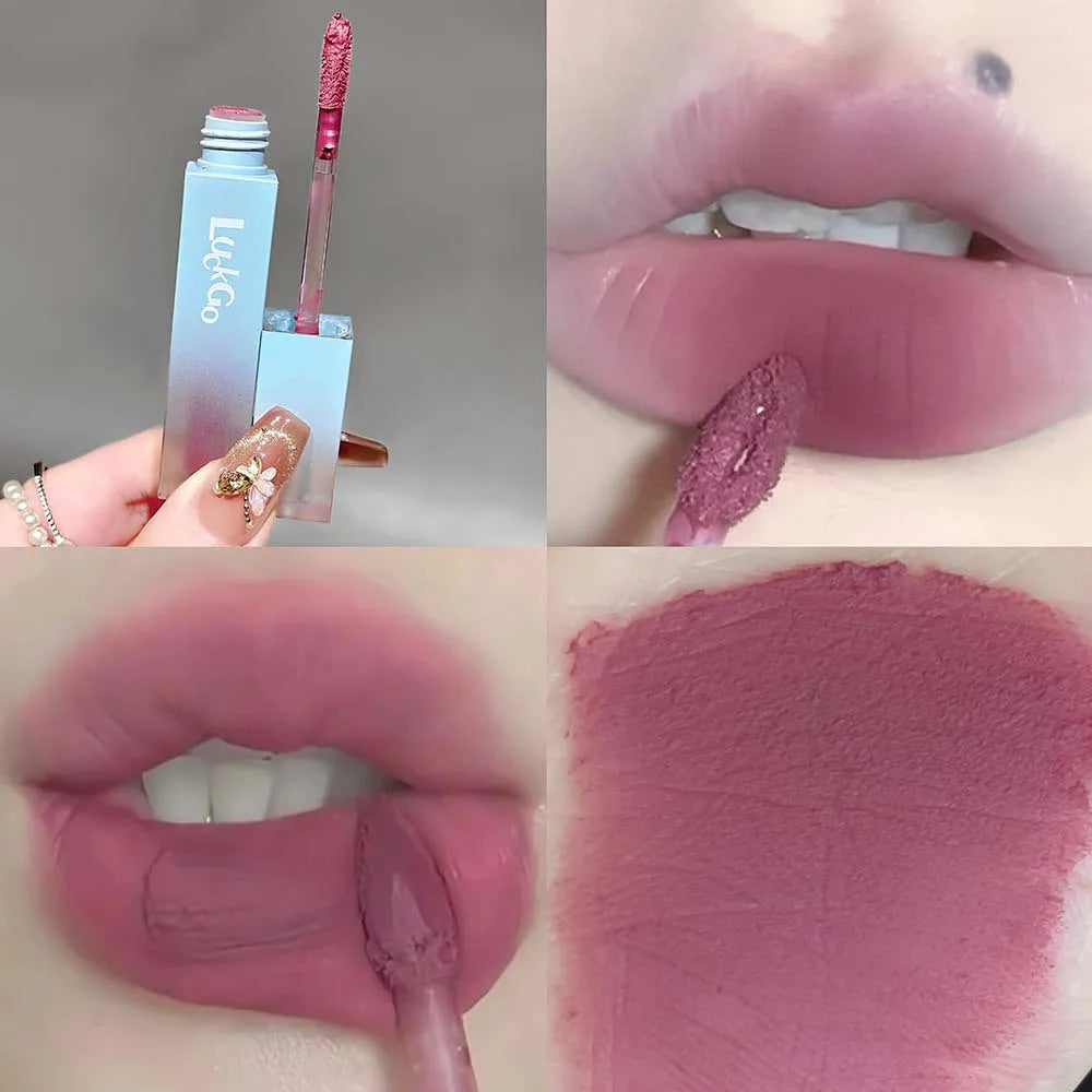 1Pc Nude Matte Lip Mud Waterproof Non-stick Pink Liquid Lipstick Long Lasting Highly Pigmented Lipgloss Tint Korean Cosmetics