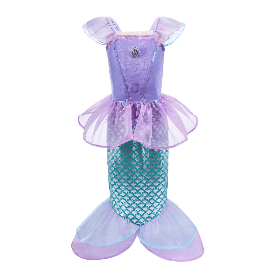 Kids Princess Costume Children Elsa Anna Rapunzel Mermaid Ariel Fancy Dress Girls Carnival Pageant Halloween Party Clothes