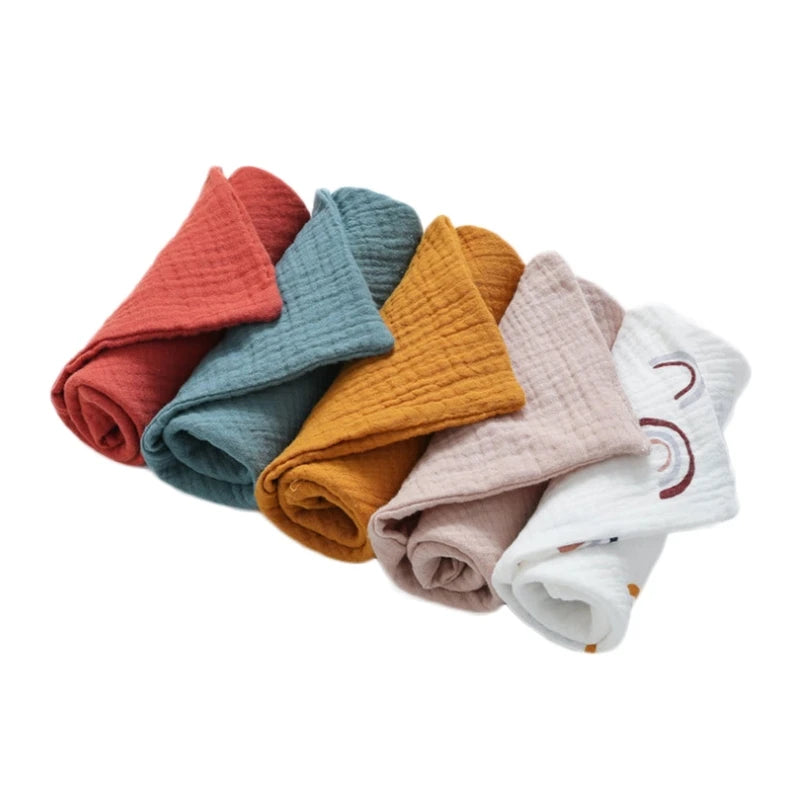 5 Pcs Baby Cotton Square Towel Infant Hand Face Washcloth Handkerchief Muslin Cloth Feeding Bib Burp Cloth Saliva Towel for P31B