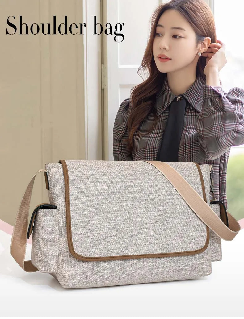 New Women's Large Capacity Canvas Shoulder Bag Casual Tote Handbag Trendy Messenger Bag for Everyday Use